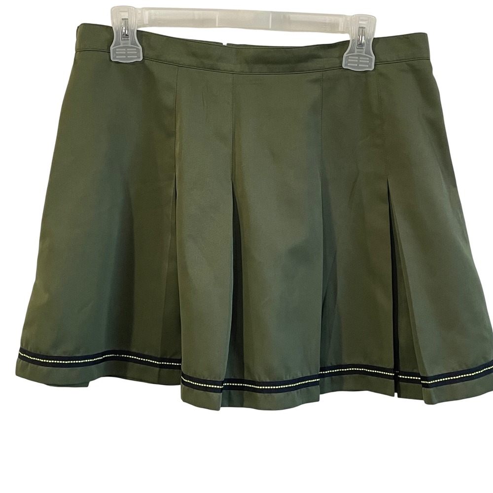 Vintage TAIL TECH Olive Green Pleated Tennis‎ Golf Skirt with Trim Size 14